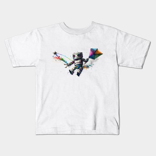 Robot Fling Kite Kids T-Shirt by Urban Archeology Shop Gallery